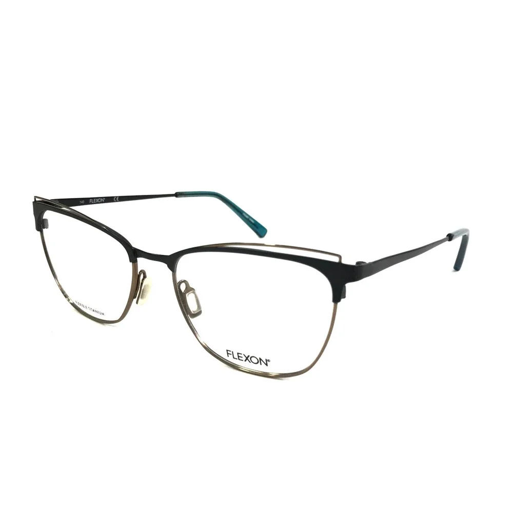 Flexon Eyeglasses Frame W3100 325 Black Gold Cat Eye Full Rim Titanium 53-17-140